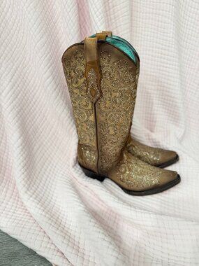 Corral Glitter Inlay Wester Boots Size 8.5